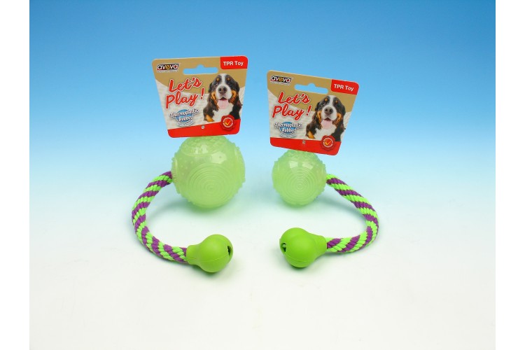 TPR Moonglow Multi-Textures Squeaky Ball with Rope