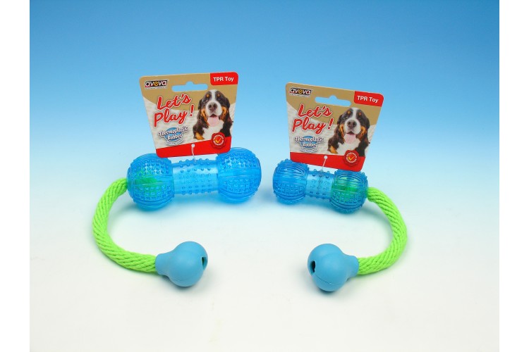 TPR Multi-Textures Squeaky Dumbbell with Rope