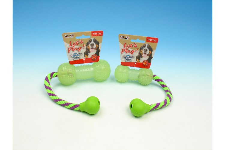 TPR Moonglow Multi-Textures Squeaky Dumbbell with Rope