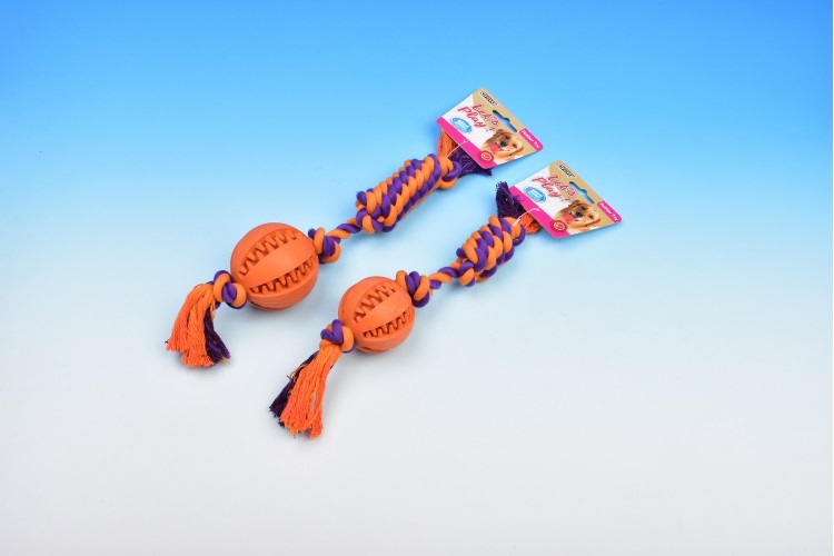 Rubber Dental Chew Ball with Rope Twister
