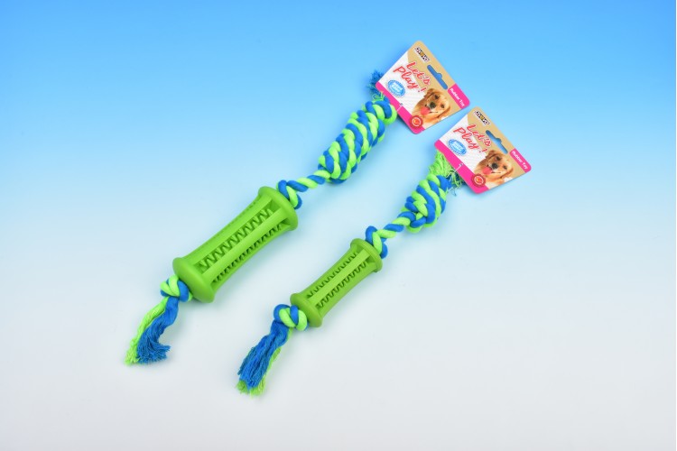 Rubber Dental Chew Roller with Rope Twister